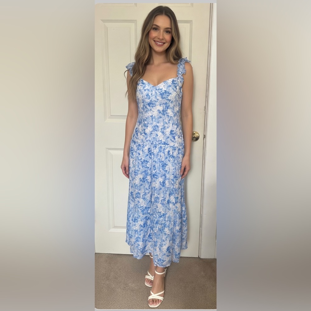 INTERMIX Watercolor Scrunch Strap Sun Dress